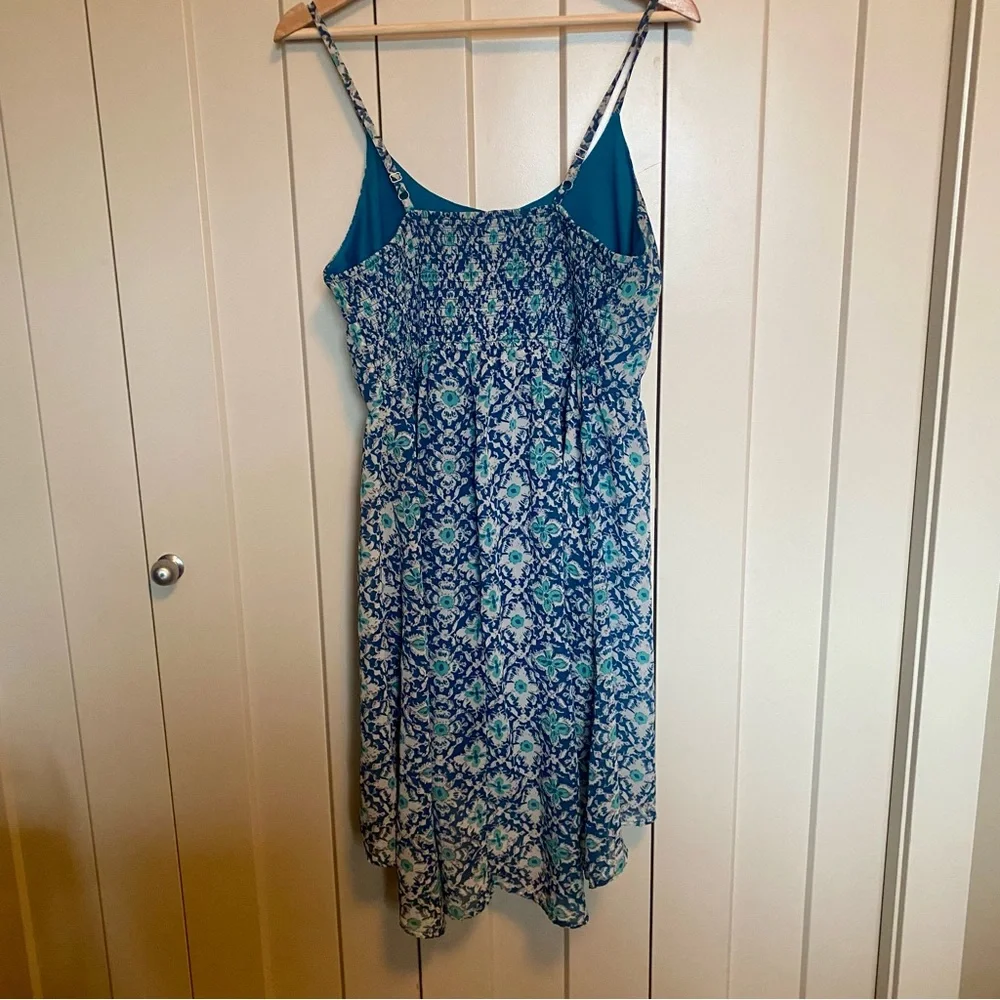 Xhilaration-Lace Up Style front-Blue/Green Patterned Sun Dress-Size L - Picture 5 of 11